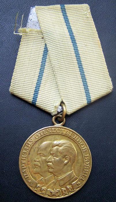 medailu partizánovi Vlasteneckej vojny 2. stupňa